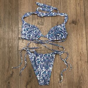 Blackbough Blue and Purple Paisley Haze Collection Cheeky Bikini Gold Hardware